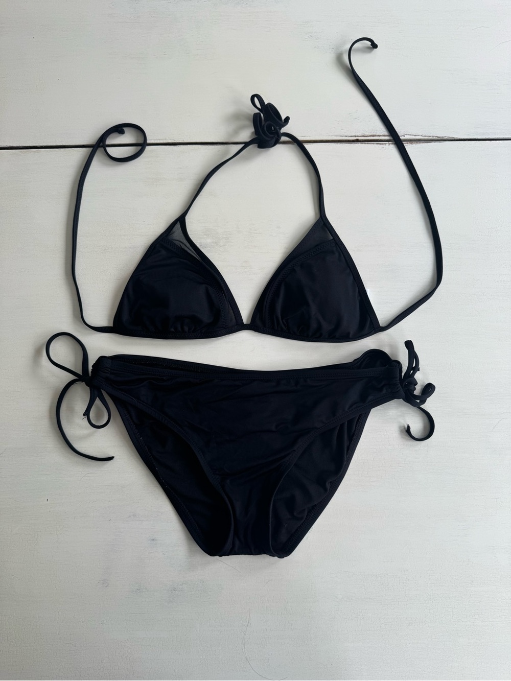 Black Triangle Tie-Side Bikini - Women Swim